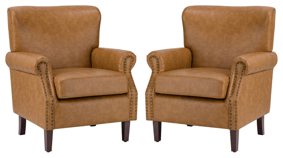 Jose Vegan Leather Armchair Set Of 2, Camel