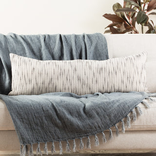 Jaipur Living Linnean Stripe White/Gray Polyester Throw Pillow 14X40"