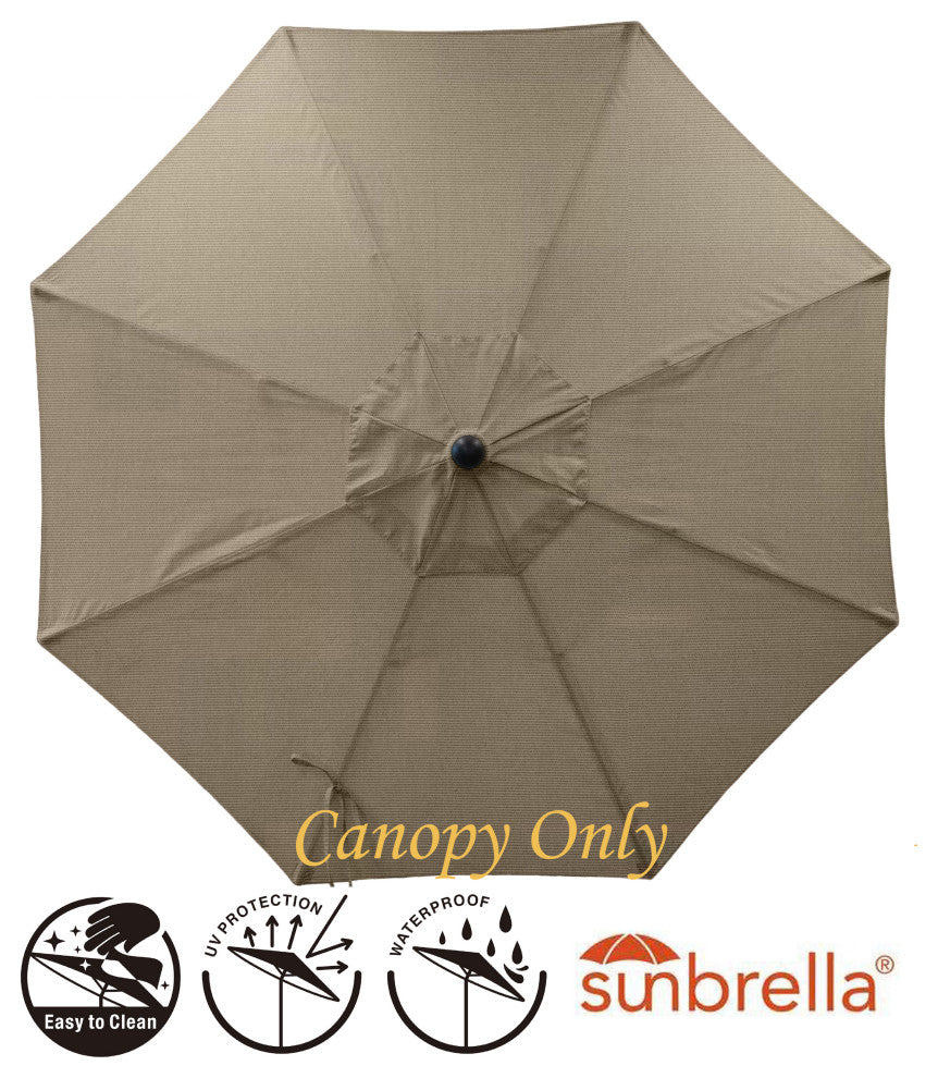 9' Round Universal Sunbrella Replacement Canopy, Taupe
