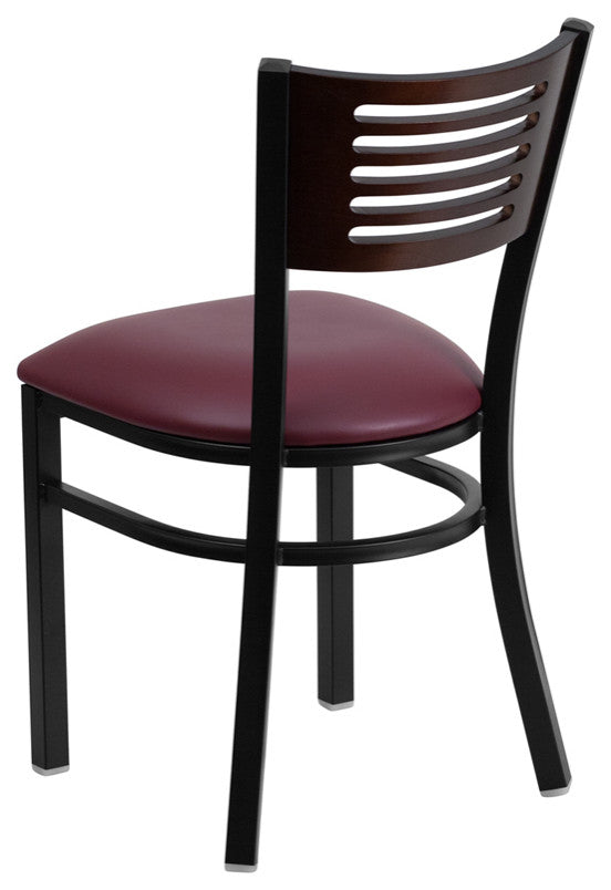 Metal Restaurant Chair, Burgundy