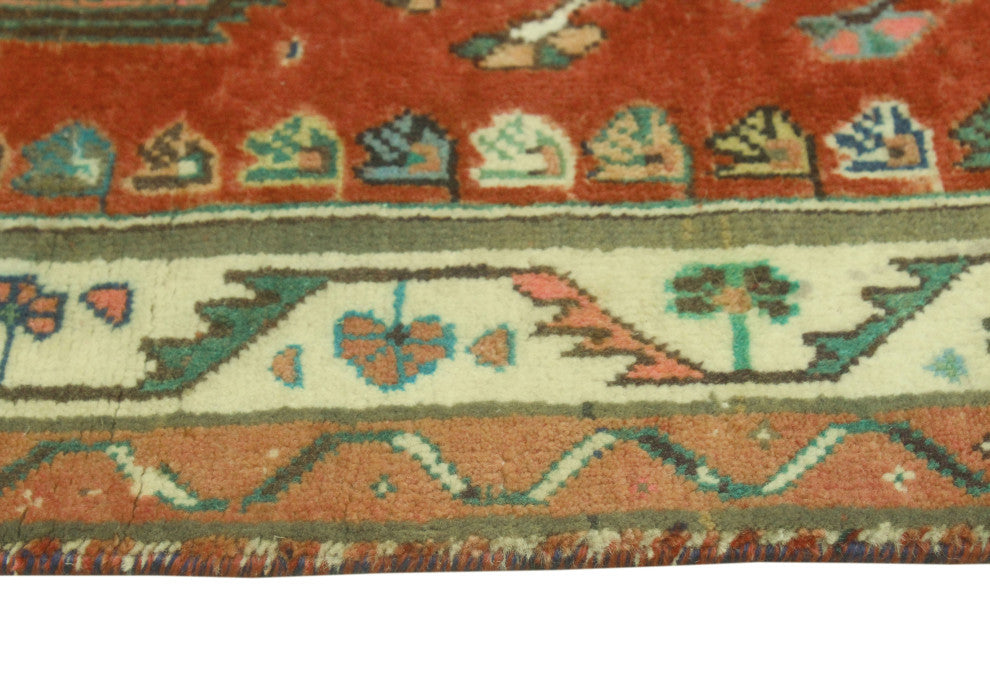 Fine Vintage Distressed Anane Rust/Ivory Runner, 3'3x9'6