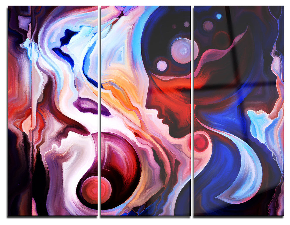 "Watching Woman Painting" Metal Wall Art, 3 Panels, 36"x28"