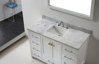 Eviva Aberdeen 48 Transitional White Bathroom Vanity White Carrera Countertop