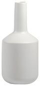 Ceramic Bottle Vase with Long Neck and Tapered Bottom Matte White Finish, Small
