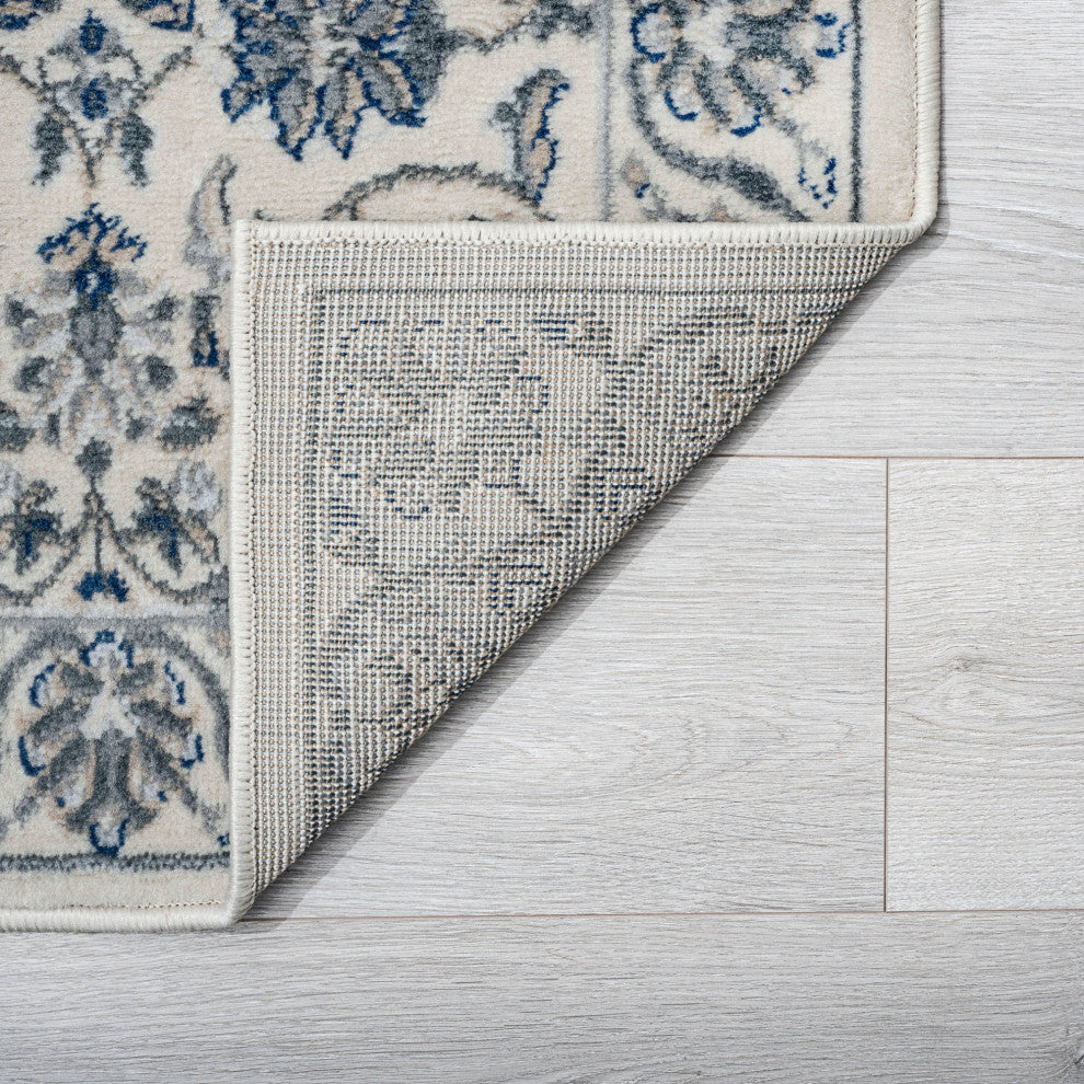 Tessie Traditional Floral Cream Rectangle Area Rug, 5'x7'