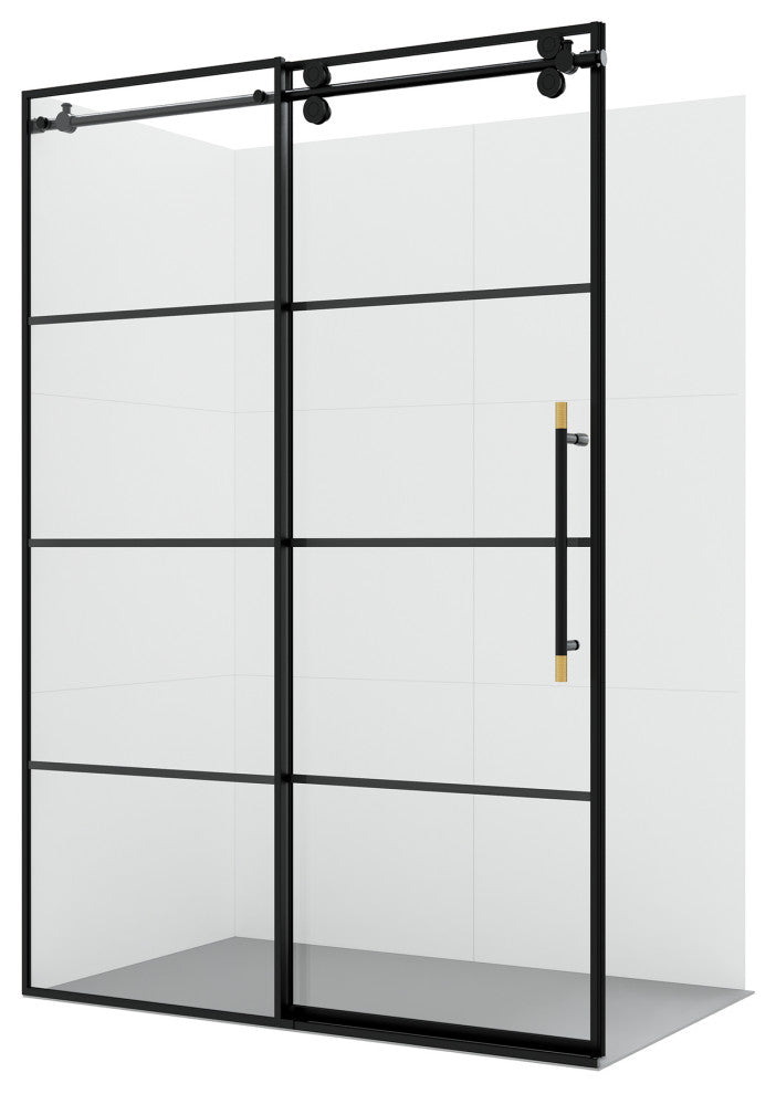 Losar Single Sliding Framed Shower Door, Matte Black, 48" W X 78"h
