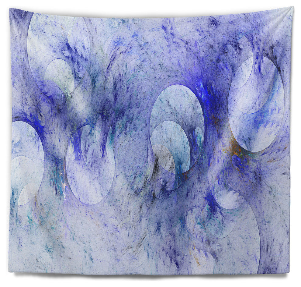Light Blue Fractal Glass Texture Abstract Wall Tapestry, 39"x32"