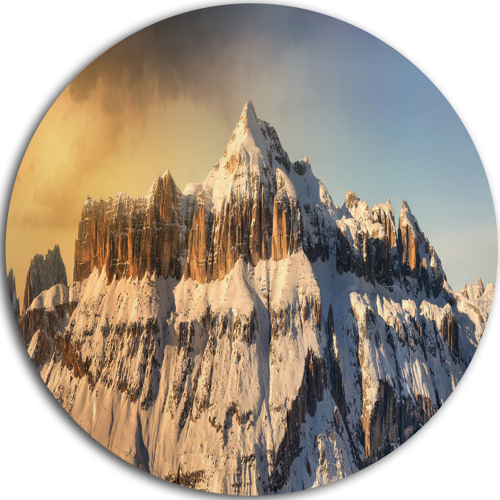 Dramatic Overcast Sky Over Alps, Landscape Round Wall Art, 11"