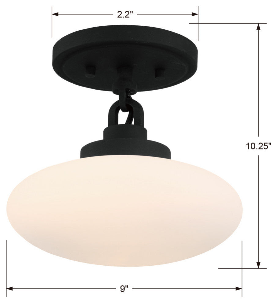 Crystorama PKR-B8501-BF, 1-Light Pendant, Black Forged