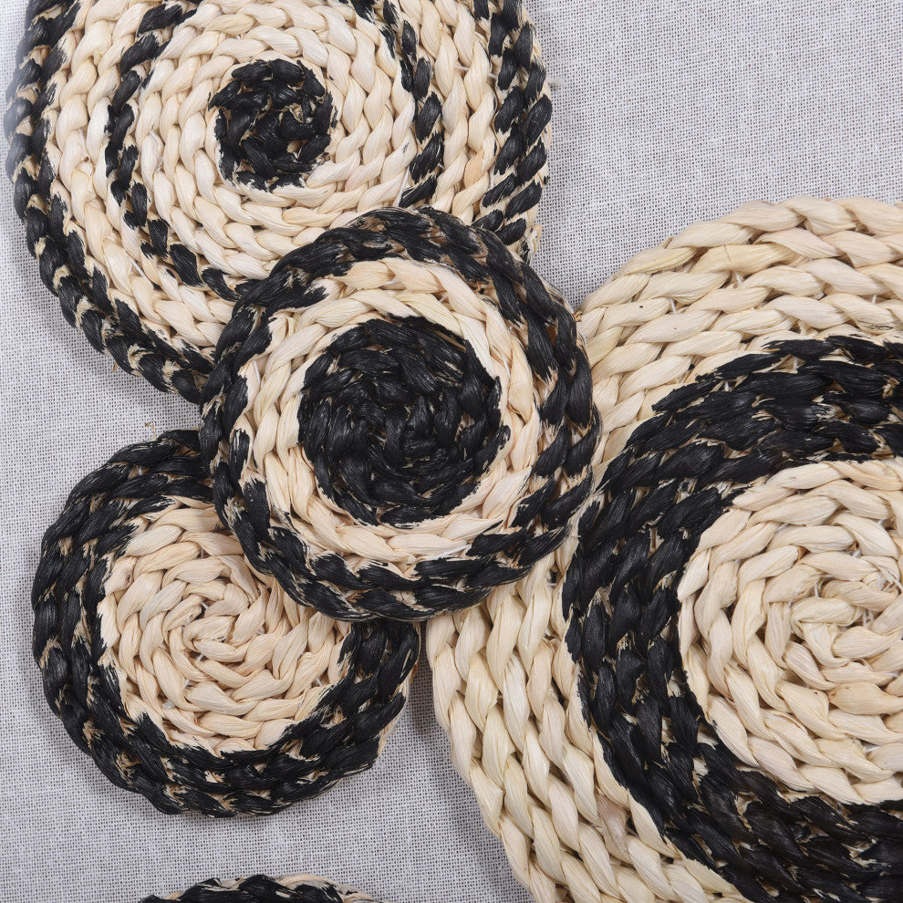 Two Tone II Woven Shadow Box Wall Art Black, White Finish Natural Frame