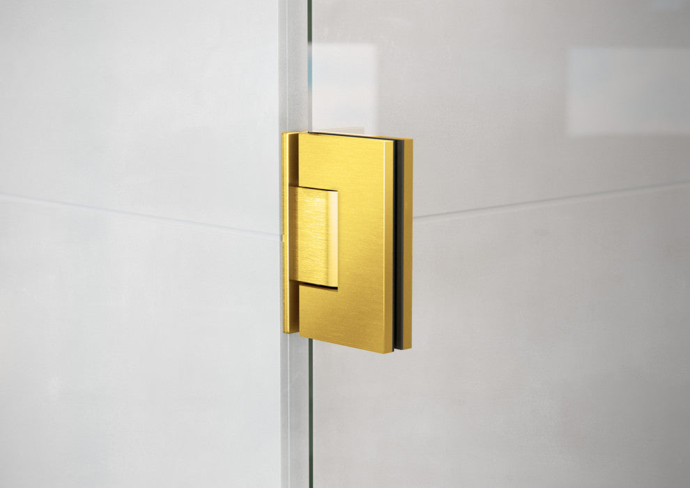 58.25"x62" Frameless Shower Bath Door Wall Hinge, Satin Brass
