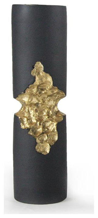 Molten Candle Holder, Black / Gold, Medium