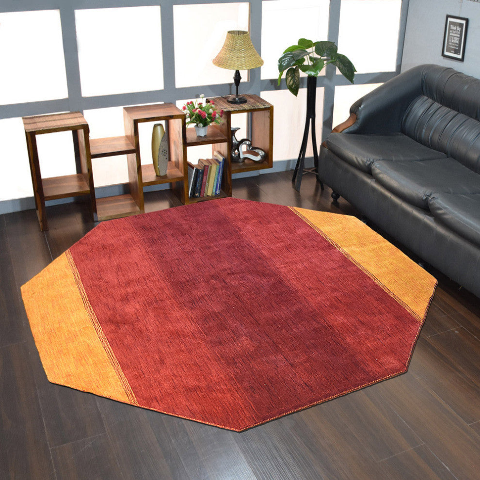 HAND KNOTTED LOOM WOOL ECO-FRIENDLY AREA RUGS-Rectangle,Orange Red,Contemporary