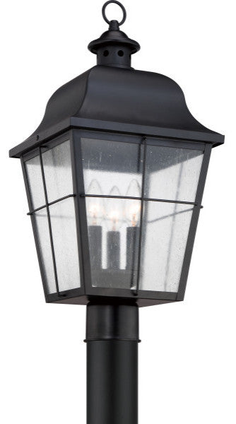 Quoizel MHE9010K Three Light Outdoor Post Lantern Millhouse Mystic Black