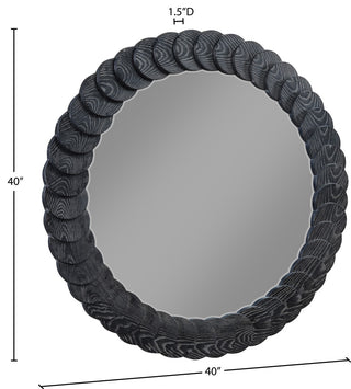 Revolve Oak Veneer Mirror, Black, Round
