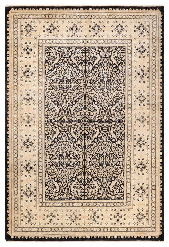 Pandey One-of-a-Kind Hand-Knotted Area Rug Black, 6'3"x9'2"