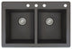 Radius 33" silQ Granite Drop-in Double Bowl Kitchen Sink with 4 Holes in Black
