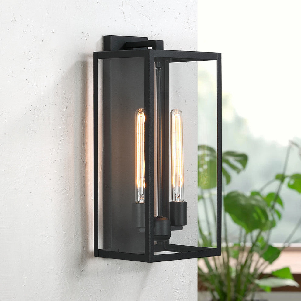 2-Light 20.5"H Modern Black Outdoor Wall Sconce Lantern Light