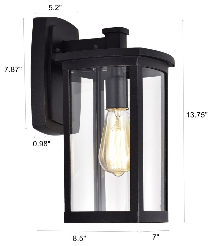 Quill Transitional 1 Light Textured Black Outdoor Wall Sconce 14" Height