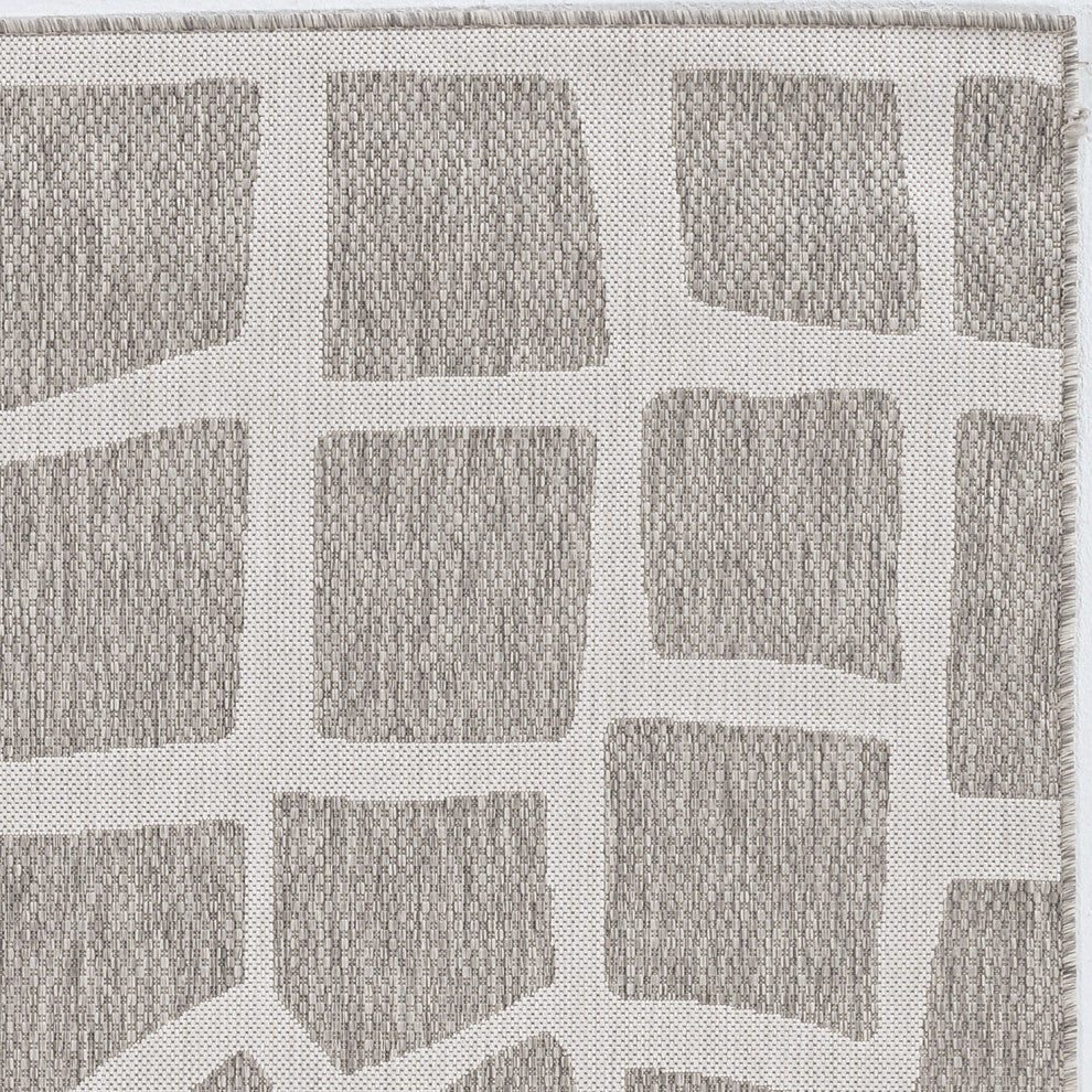KAS Provo 5768 Ivory/Gray Bedrock Area Rug, 7'10" Round