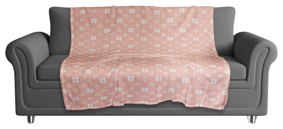 Pink Floral Pattern Fleece Blanket