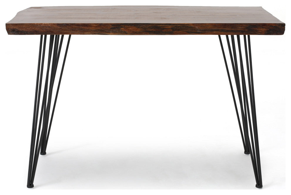 GDF Studio Aneissa Faux Live Edge Rectangular Dining Table, Natural/Black