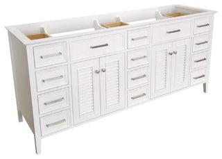Ariel Kensington 72" Transitional Double Sink Base Cabinet, White