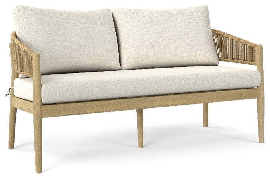 Bayshore 59 inch Wide Contemporary Outdoor Sofa in Natural Polyester Fabric