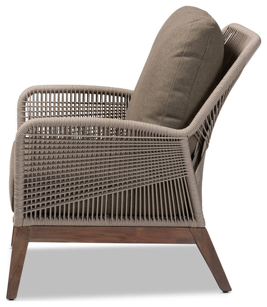 Ronnell Gray Woven Rope Mahogany Accent Chair