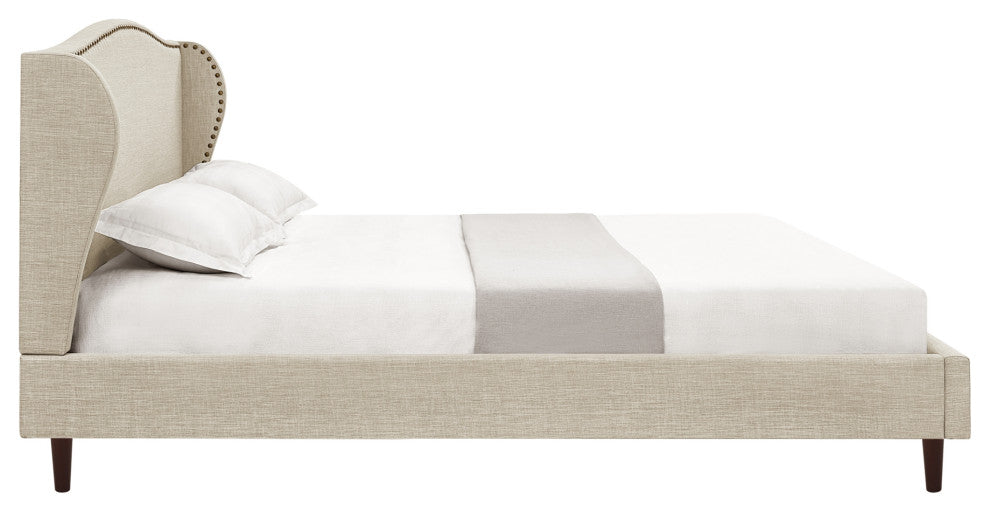 Rustic Mabor Caliana Bed, Linen, Beige, King