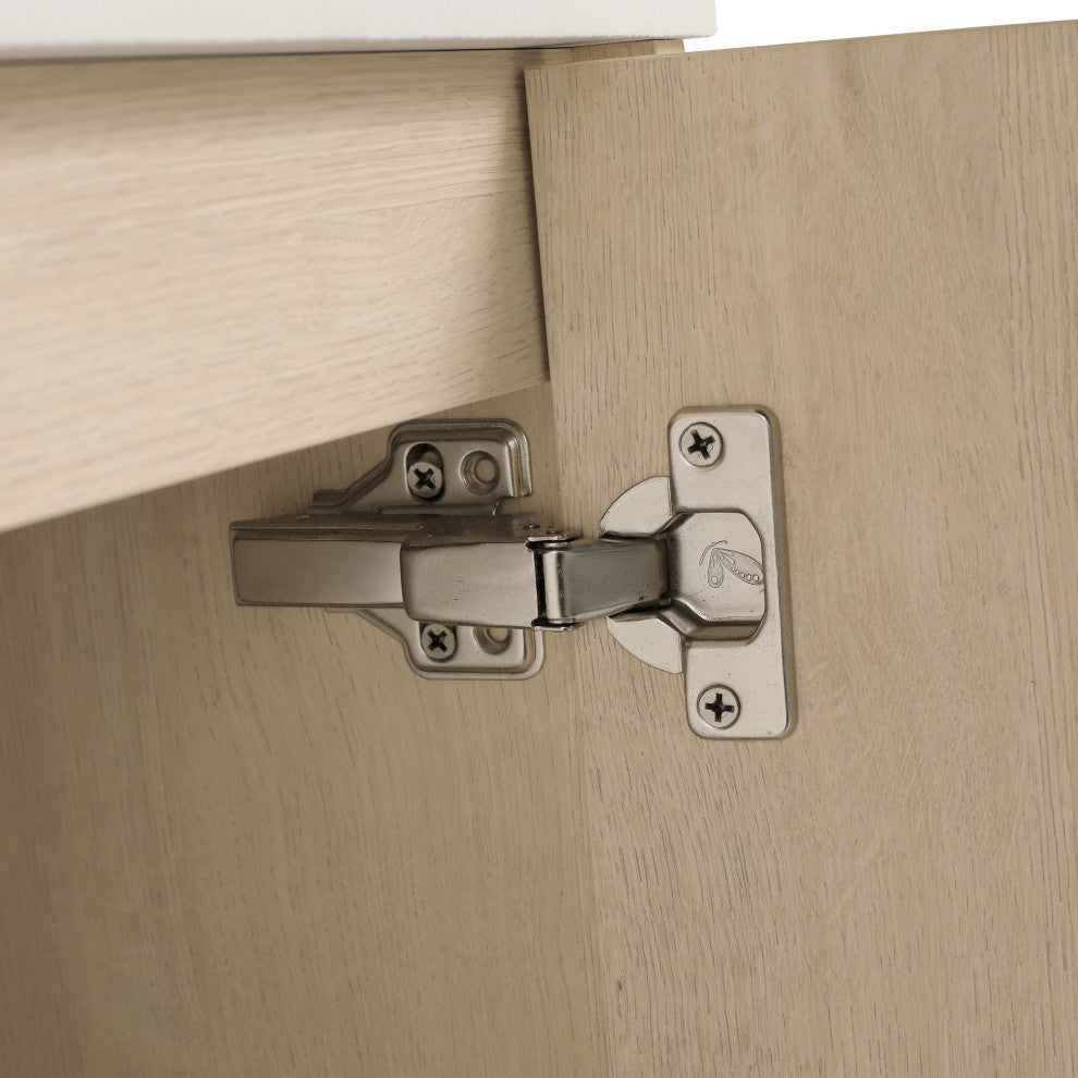 15 Inch Plywood Freestanding Bathroom Vanity Set with Ceramic Sink and Shelf