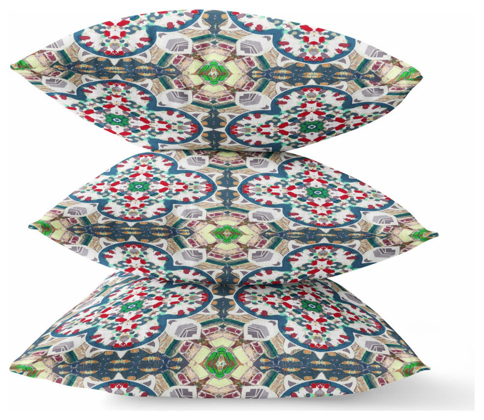 18" Green White Cloverleaf Boho Suede Throw Pillow