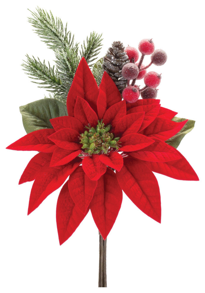 Poinsettia Flower Pick, Set of 2