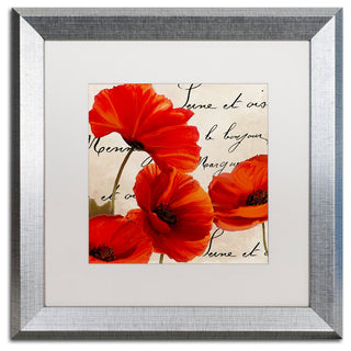 Color Bakery 'Coquelicots Rouge I' Art, Silver Frame, White Matte, 16"x16"