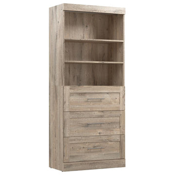 Bestar Pur 36W Closet Organizer with Drawers in Rustic Brown - Engineered Wood