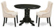 3Pc Dinette Set, Round Table, Two Parson Chairs, Light Beige Fabric, Black
