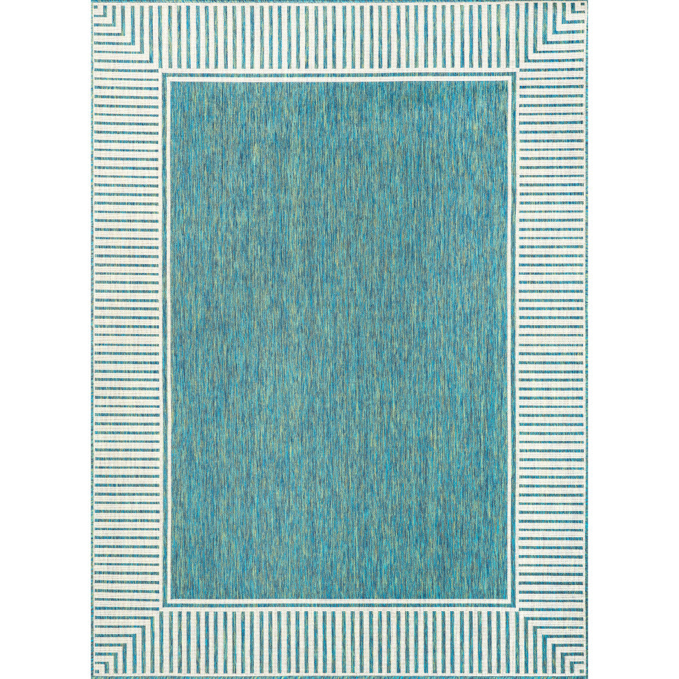 Nuloom Asha Simple Border Indoor/Outdoor Area Rug, Teal 9'6"x12'