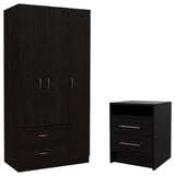 Home Square 2-Piece Set with 3 Door Wood Armoire and Nightstand