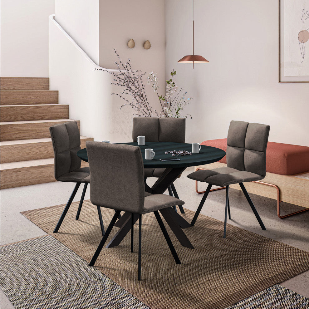 Wesley Modern Leather Dining Chair, Metal Legs Set of 2, Gray
