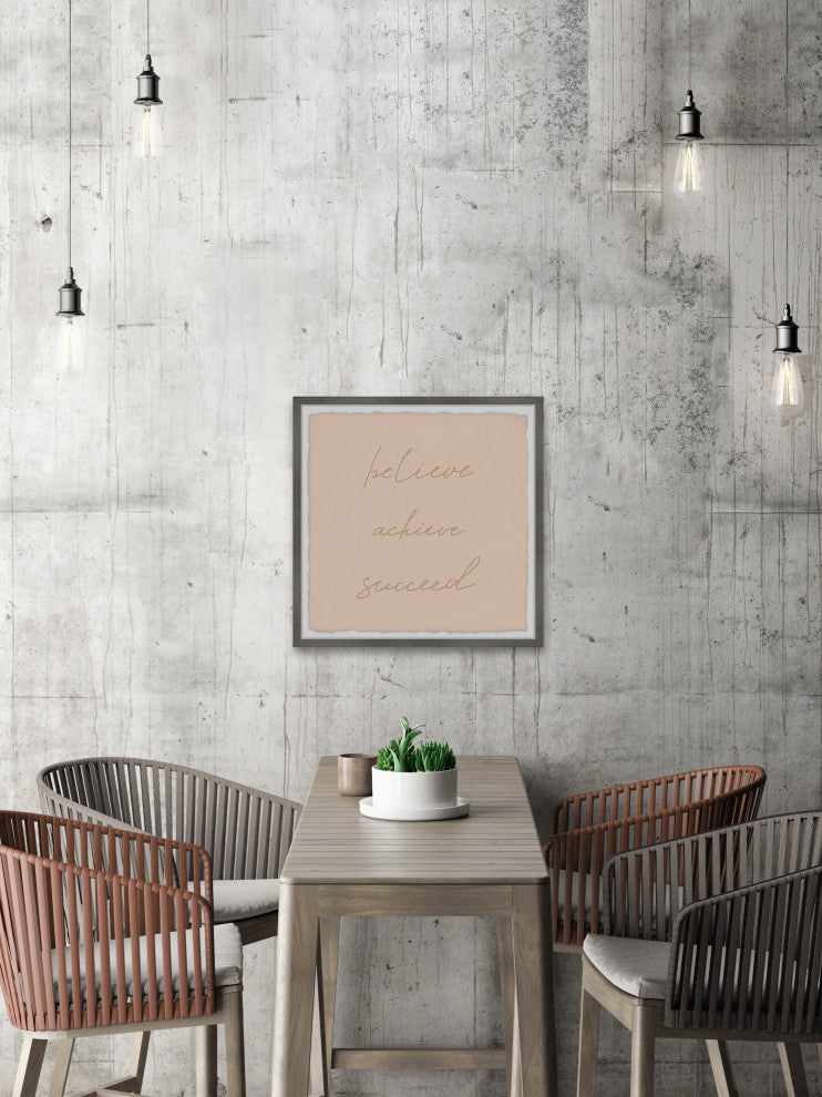 "Believe Achieve Succeed" Framed Painting Print, 12x12