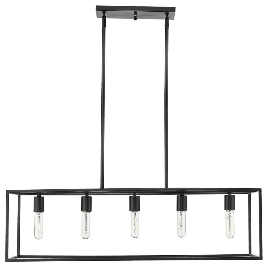 Cobar 5-Light Matte Black Island Pendant
