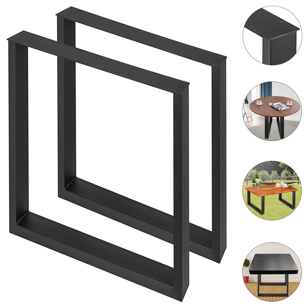 Vevor Set of 2 Steel Table Legs Black Square Table Legs, 28" H X 27" W