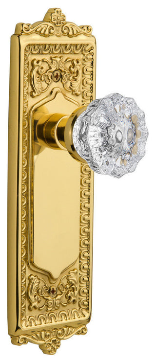 Single Egg & Dart Plate With Crystal Knob, Polished Brass