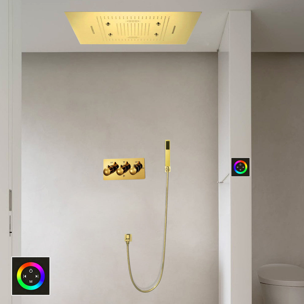LED Mist Hot and Cold Shower System With Square Hand Shower, Touch Panel