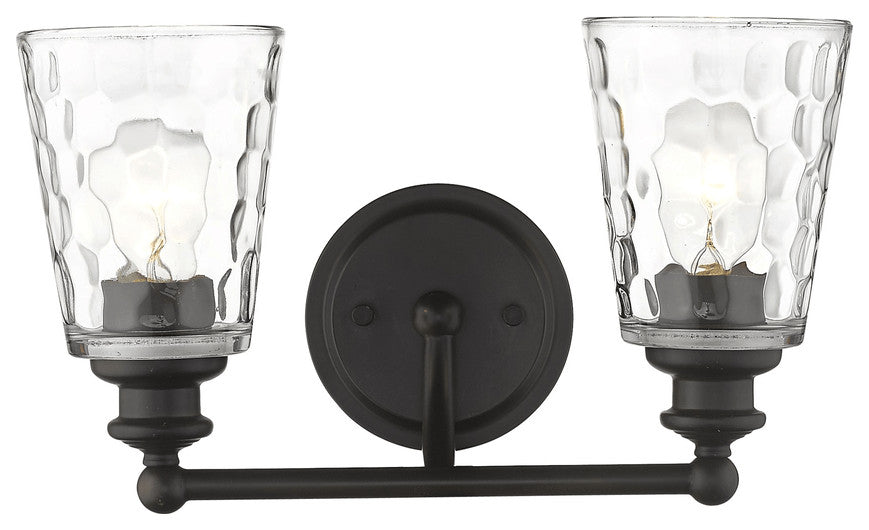 Bronze Metal and Pebbled Glass Two Light Wall Light