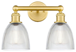 Castile 2-Light 15" Bath Vanity Light, Satin Gold Finish, Clear Shade