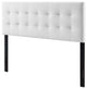 Contemporary Modern Bedroom Queen Size Tufted Headboard, Velvet Fabric, White