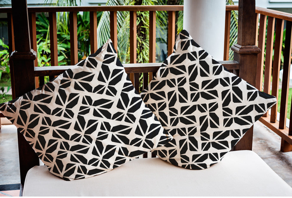 Kaleidoscope Graffiti Indoor/Outdoor Throw Pillow, Black, 20"x20"