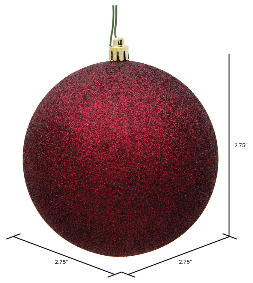 Vickerman N590765Dg 2.75" Burgundy Glitter Ball Ornament, 12 Per Bag