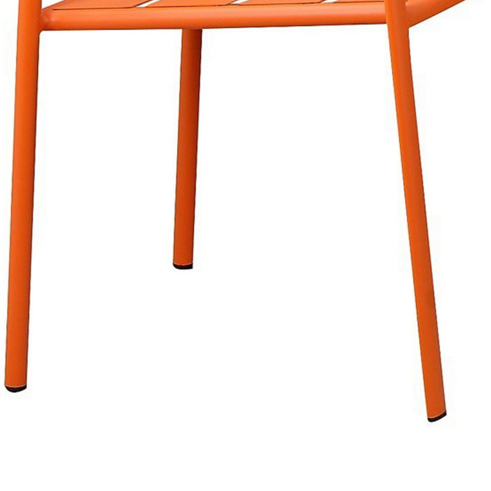 Benzara BM287799 Meta 7 Piece Outdoor Dining Table, Chairs Set, Orange